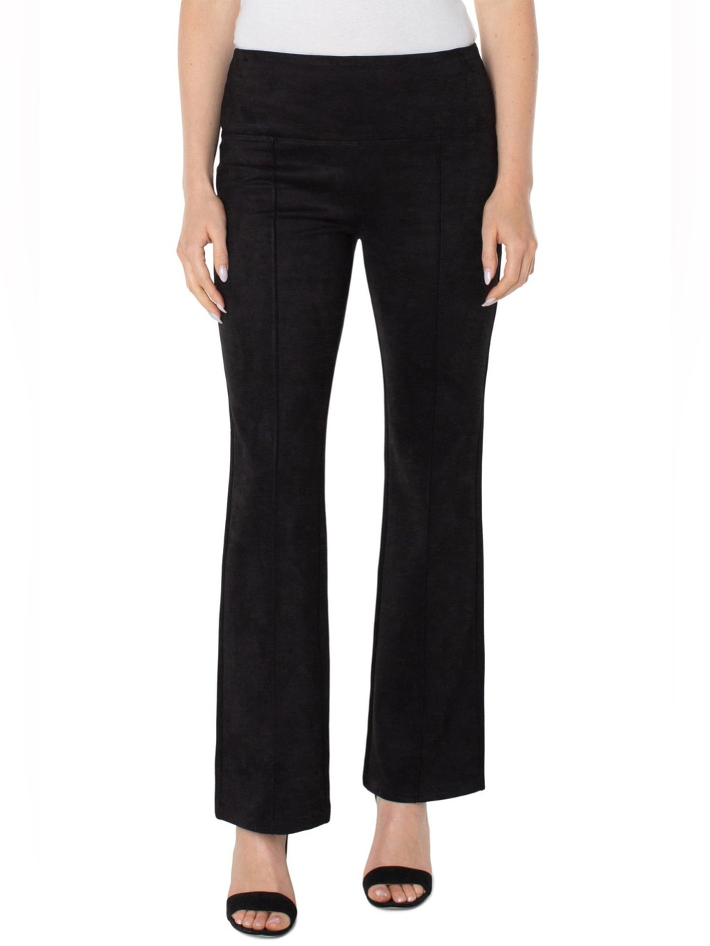 NWT Liverpool Los Angeles Women’s 3X Black Pearl Pull-On Faux Suede Flare Pants
